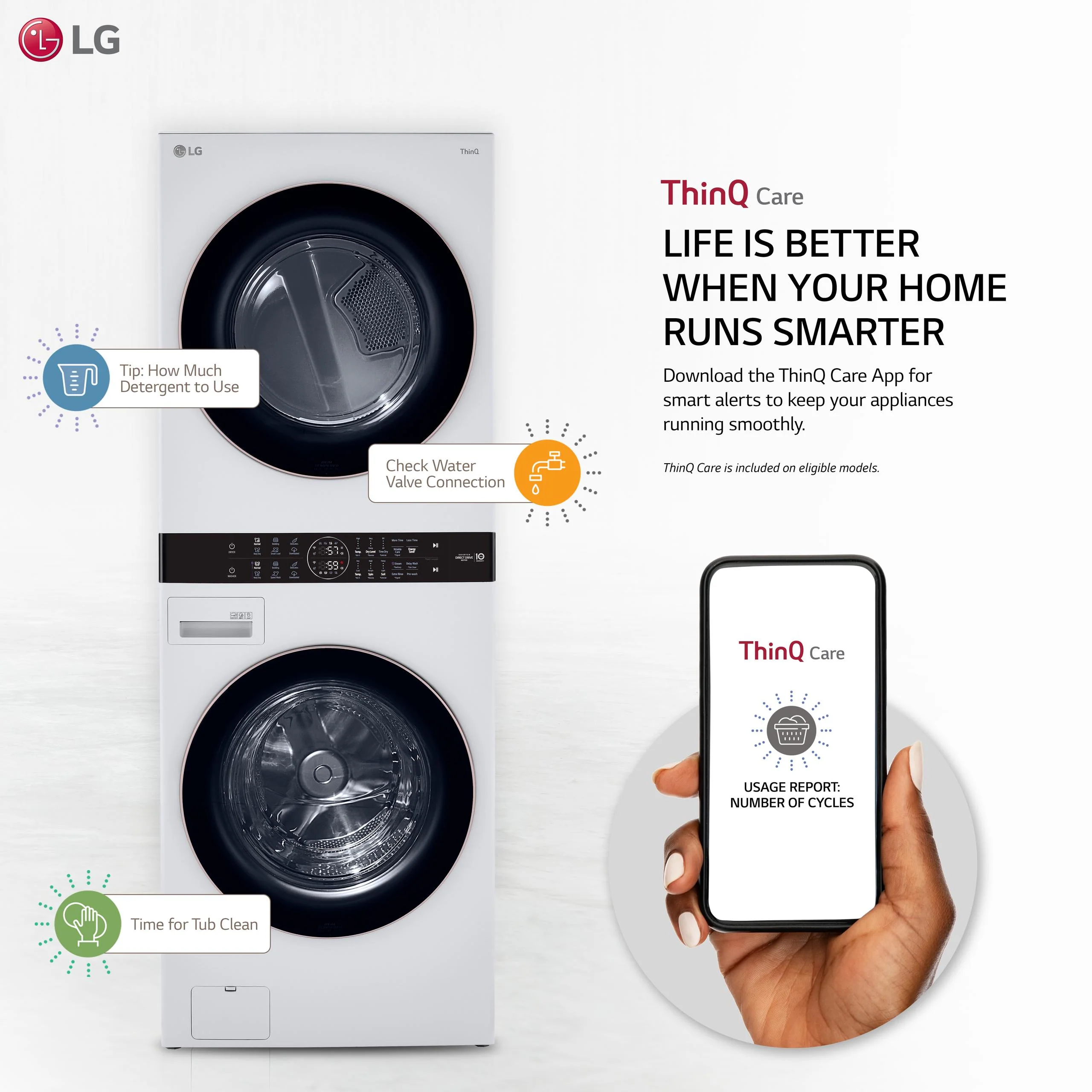Lg WKE100HWA Single Unit Front Load LG WashTower™ with Center Control™ 4.5 cu. ft. Washer and 7.4 cu. ft. Electric Dryer - Image 2