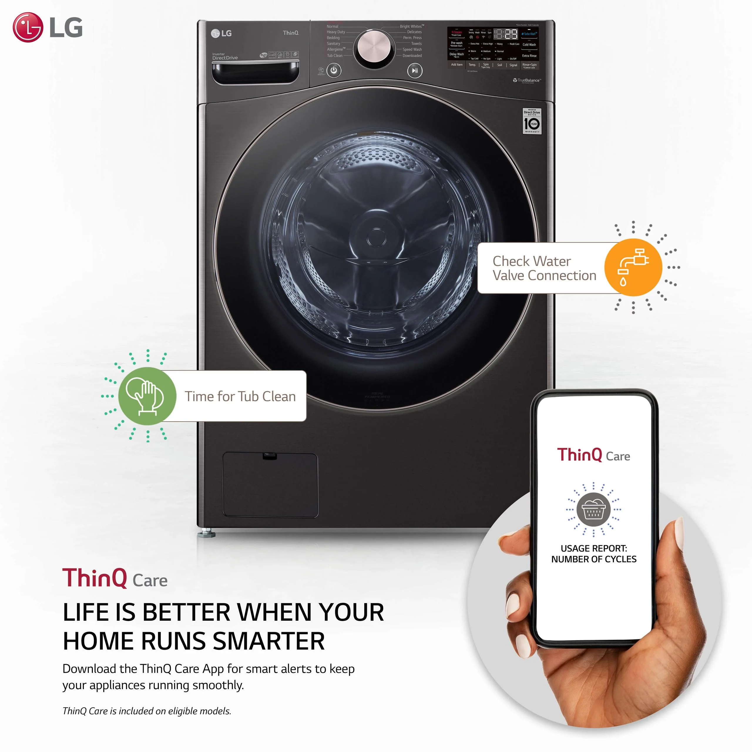Lg WM4000HBA 4.5 cu. ft. Ultra Large Capacity Front Load Washer - Black Steel - Image 2