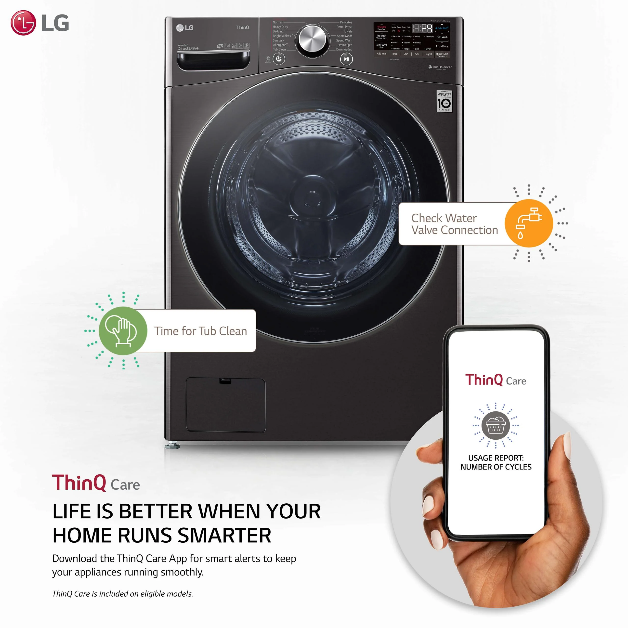 Lg WM4200HBA 5.0 cu. ft. Mega Capacity Smart Wi-Fi Enabled Front Load Washer with TurboWash™ 360(degree) and Built-In Intelligence - Image 2