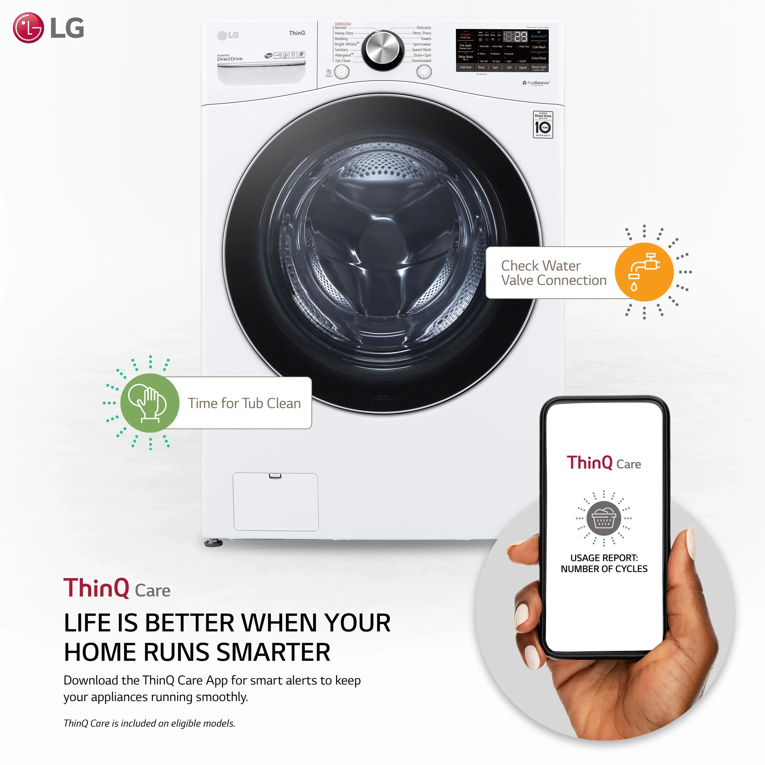 Lg WM4200HWA 5.0 cu. ft. Mega Capacity Smart Wi-Fi Enabled Front Load Washer with TurboWash™ 360(degree) and Built-In Intelligence - Image 2