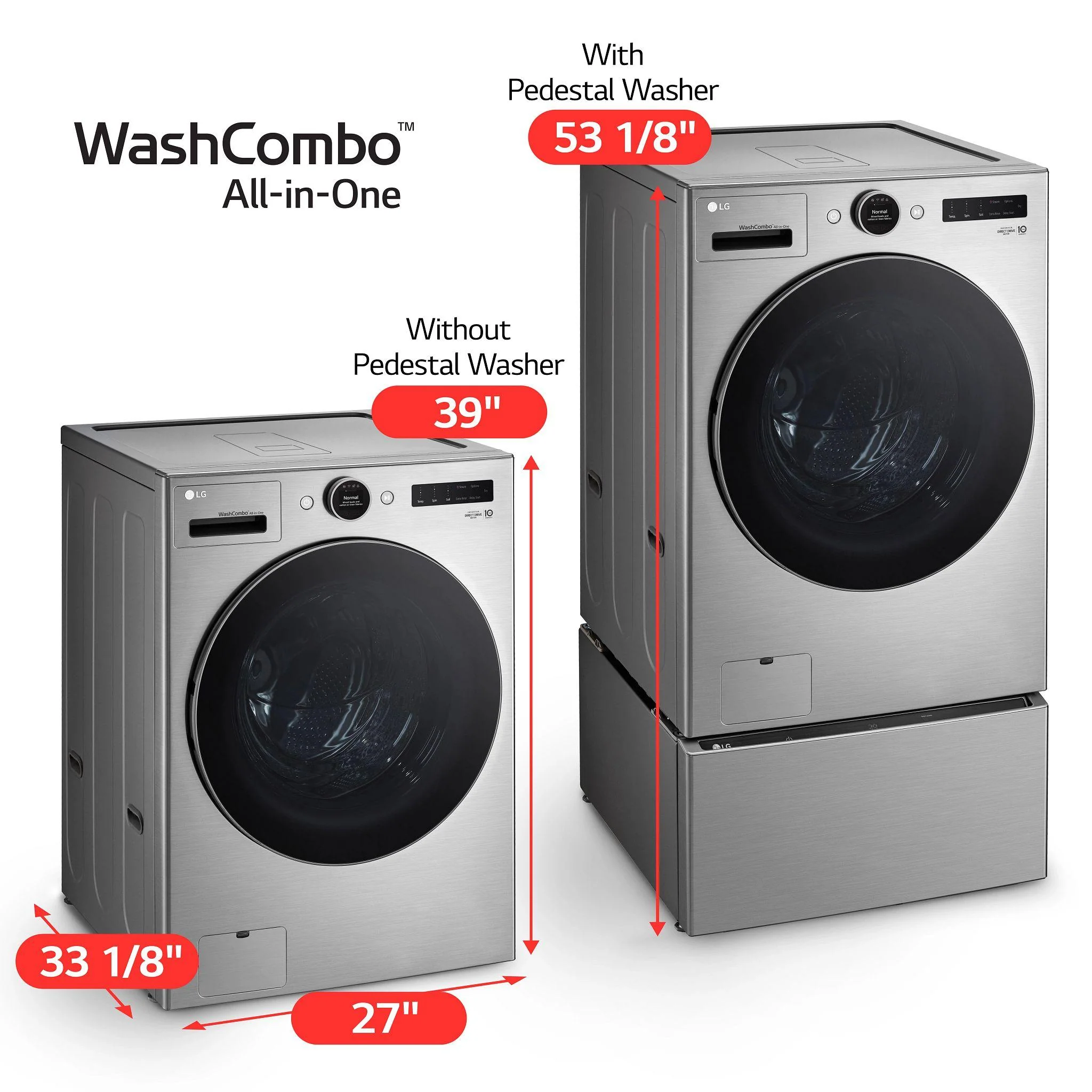 Lg WM6998HVA Ventless Washer/Dryer Combo LG WashCombo™ All-in-One 5.0 cu. ft. Mega Capacity with Inverter HeatPump™ Technology and Direct Drive Motor - Image 2