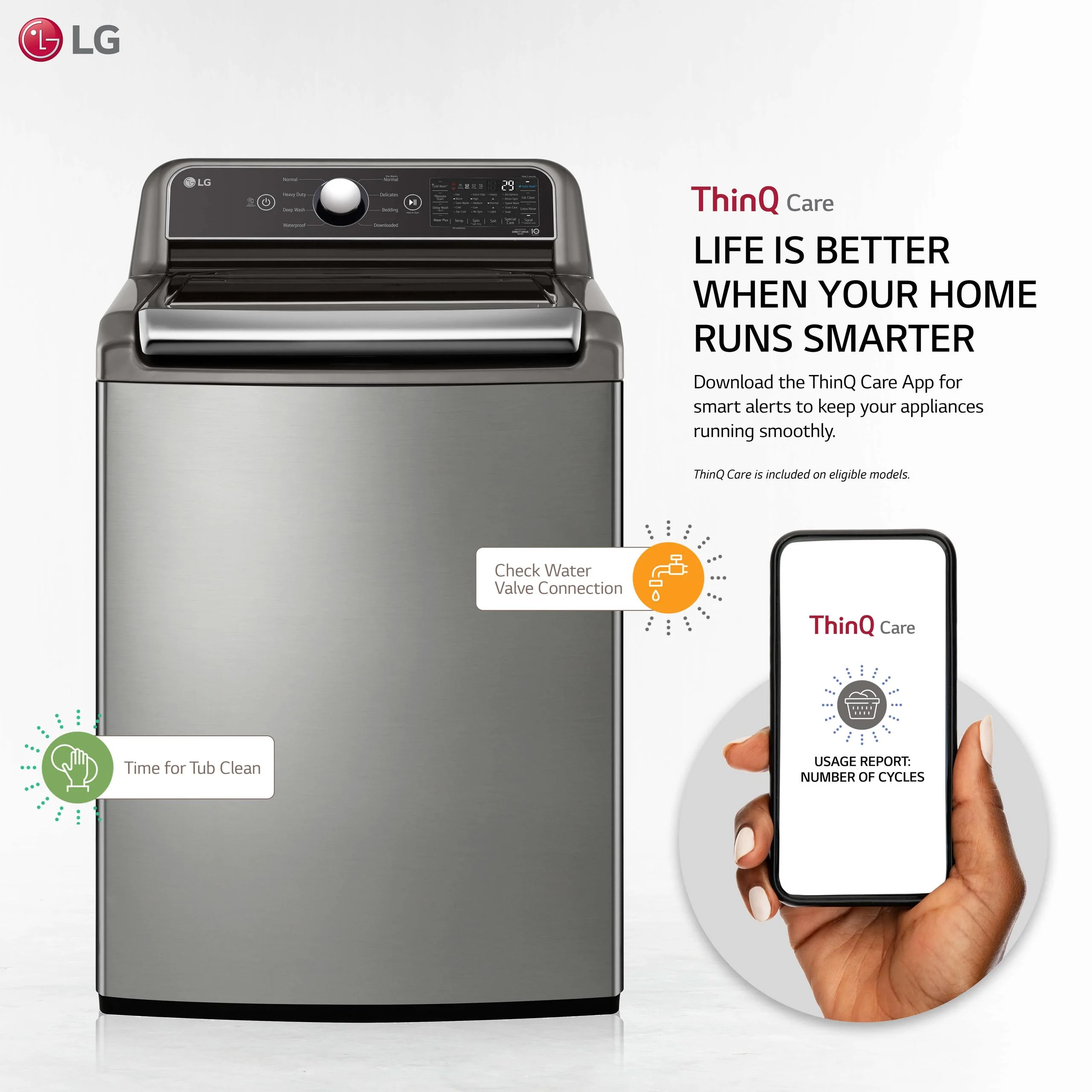 Lg 5.5 cu.ft. Mega Capacity Smart wi-fi Enabled Top Load Washer with TurboWash3D™ Technology - Image 2