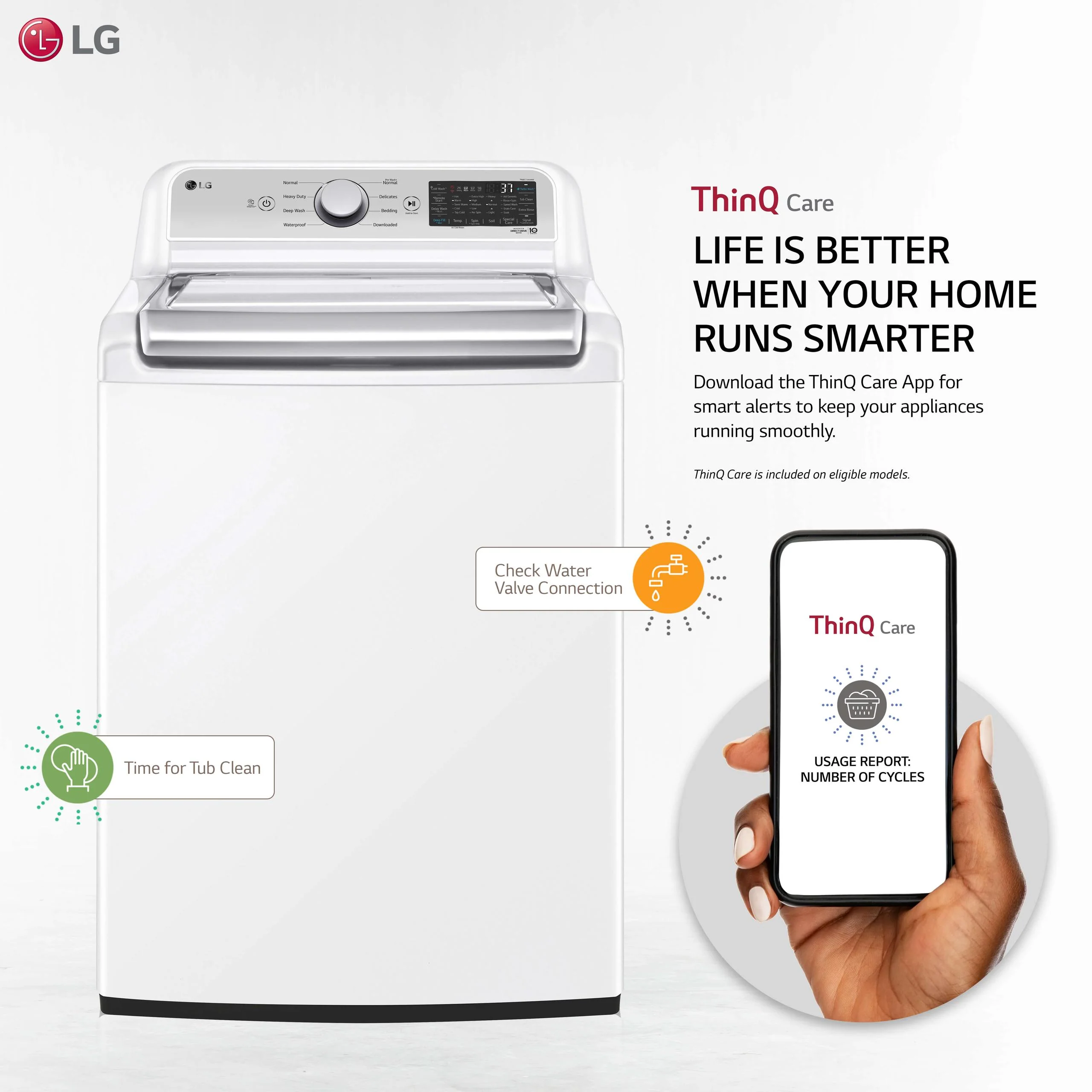 Lg 5.3 cu.ft. Mega Capacity Smart wi-fi Enabled Top Load Washer with 4-Way™ Agitator - Image 2