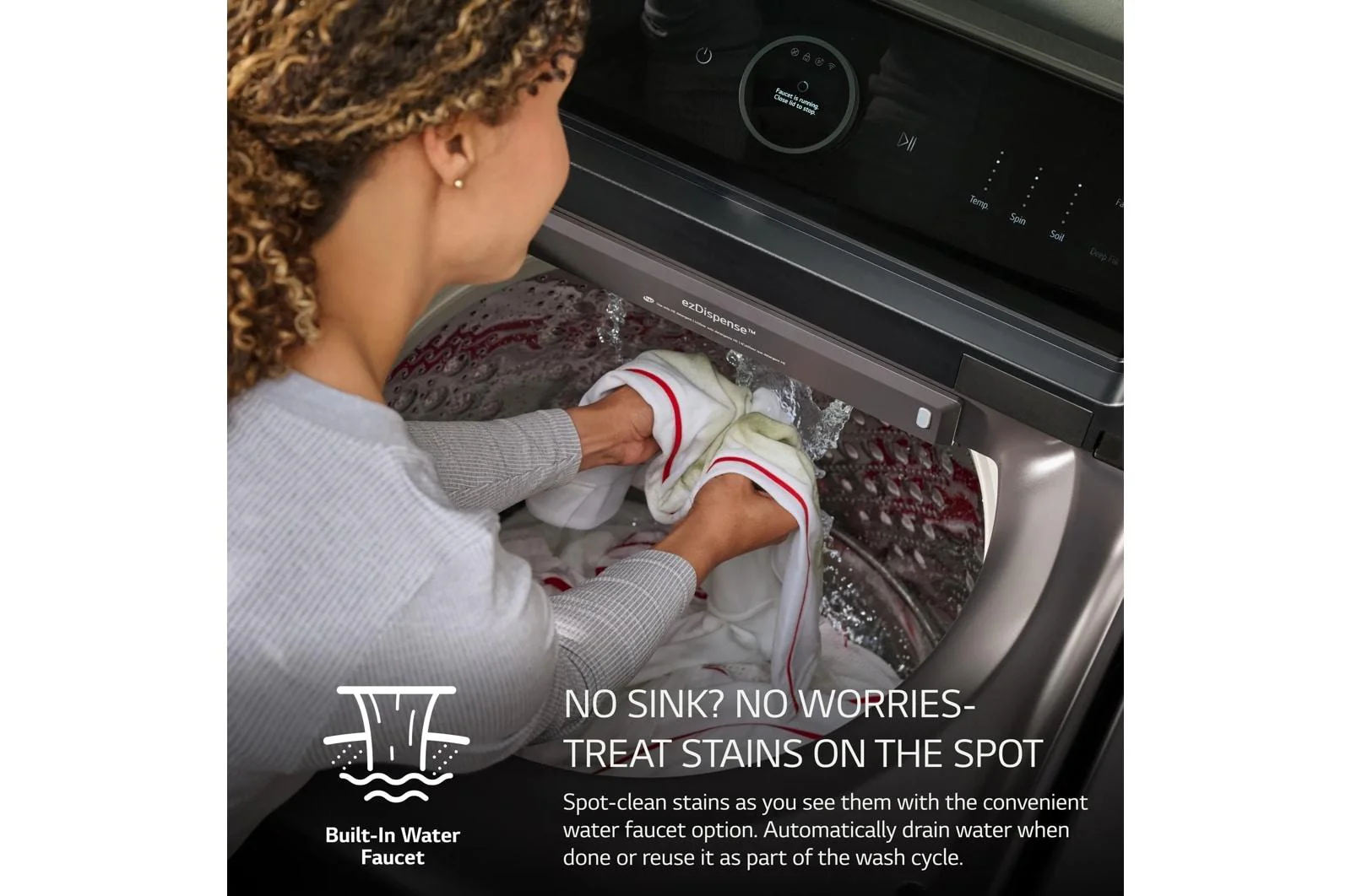 Lg WT8600CW 5.5 cu. ft. Mega Capacity Smart Top Load Washer with Impeller, EasyUnload™, AI Sensing, ezDispense®, Water Faucet & LCD Digital Dial Control - Image 7