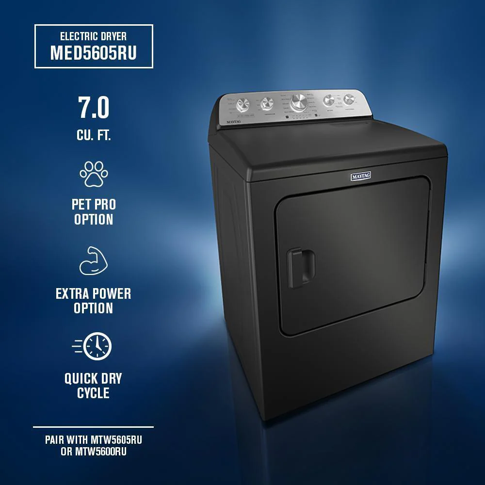 Maytag MED5605RU 7.0 Cu Ft. Load Electric Dryer with Extra Power and Pet Pro Option - Image 12