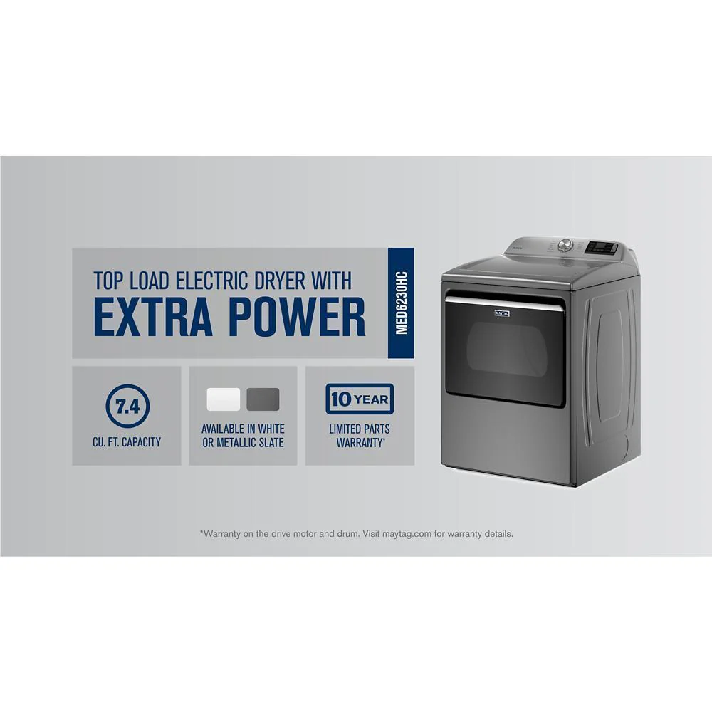 Maytag MED6230HC Smart Top Load Electric Dryer with Extra Power - 7.4 cu. ft. - Image 7