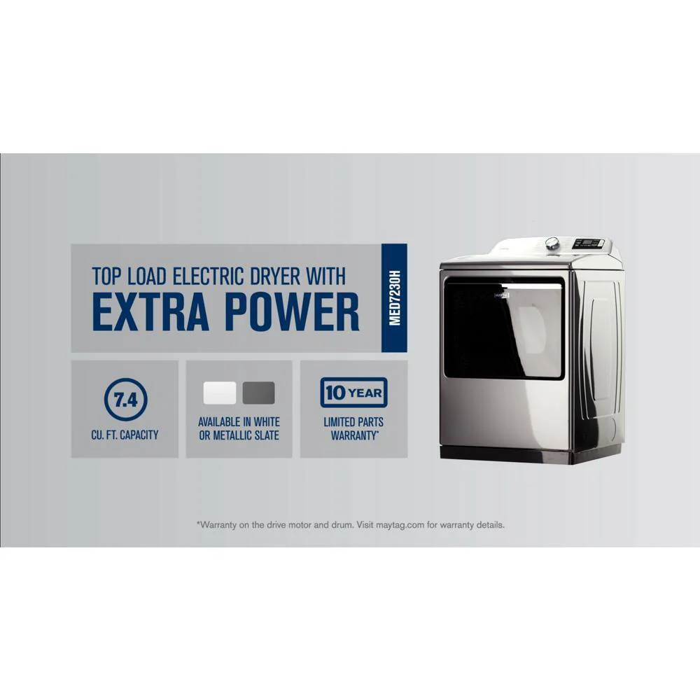 Maytag MED7230HC Smart Top Load Electric Dryer with Extra Power - 7.4 cu. ft. - Image 9