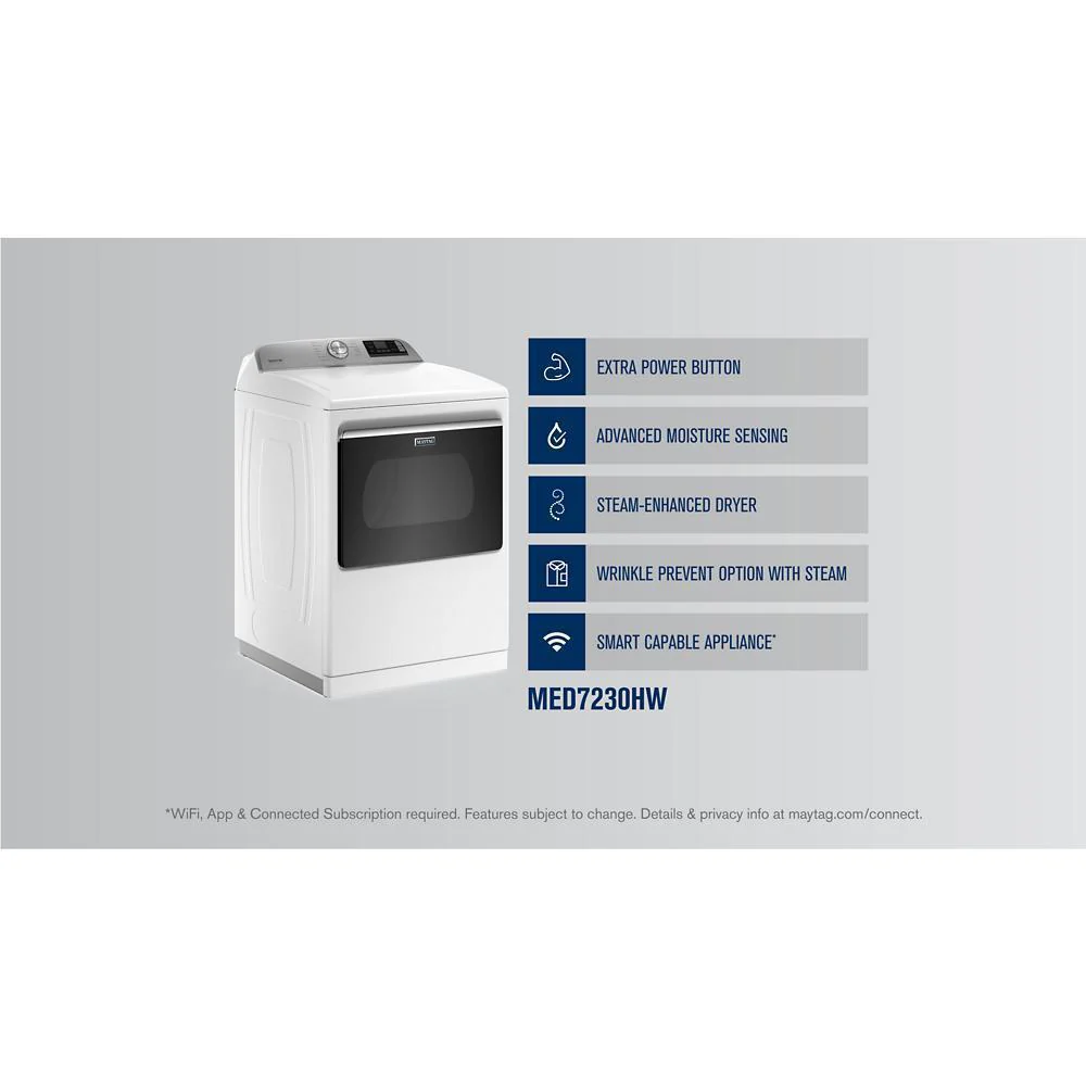 Maytag MED7230HW Smart Top Load Electric Dryer with Extra Power - 7.4 cu. ft. - Image 8