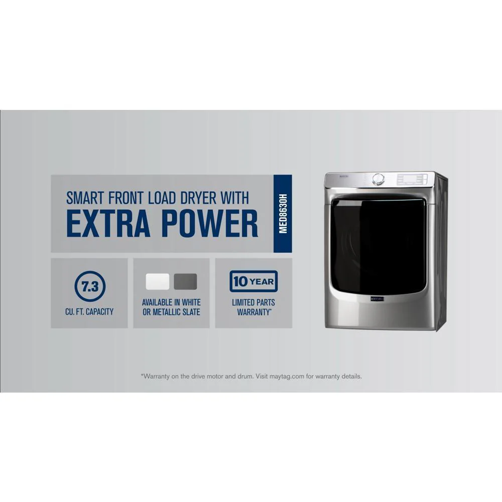 Maytag MED8630HC Smart Front Load Electric Dryer with Extra Power and Advanced Moisture Sensing Plus - 7.3 cu. ft. - Image 3