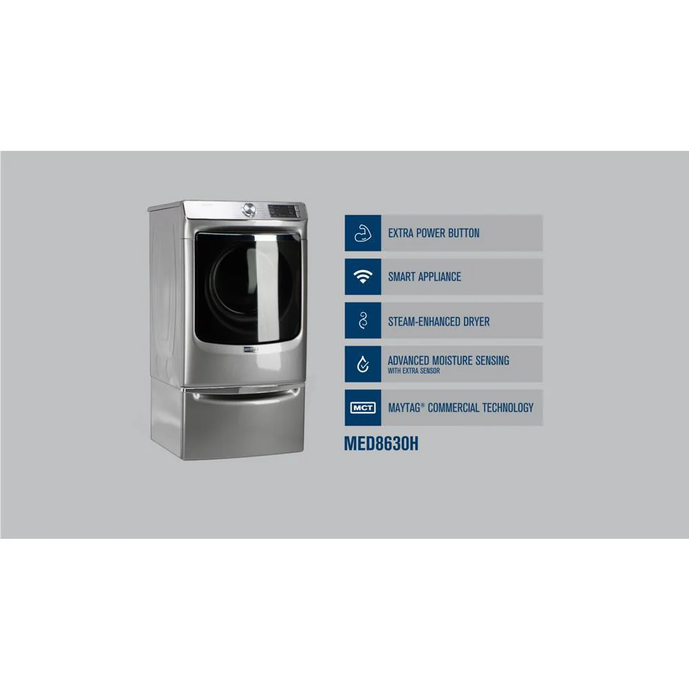 Maytag MED8630HC Smart Front Load Electric Dryer with Extra Power and Advanced Moisture Sensing Plus - 7.3 cu. ft. - Image 4