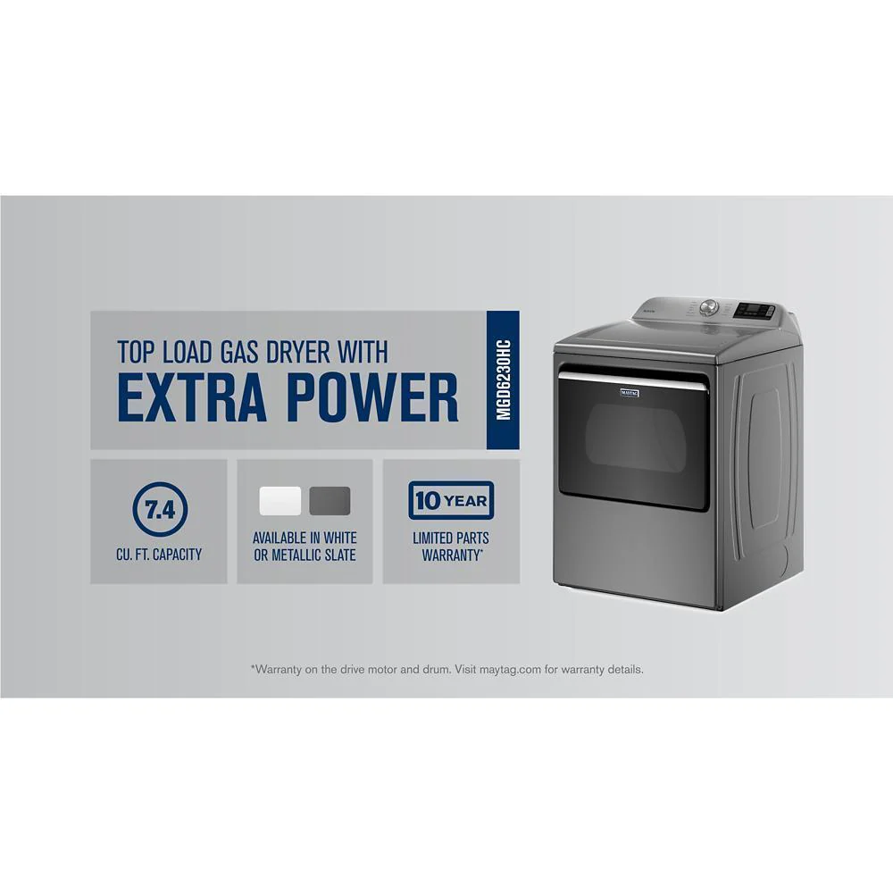 Maytag MGD6230HC Smart Top Load Gas Dryer with Extra Power - 7.4 cu. ft. - Image 7