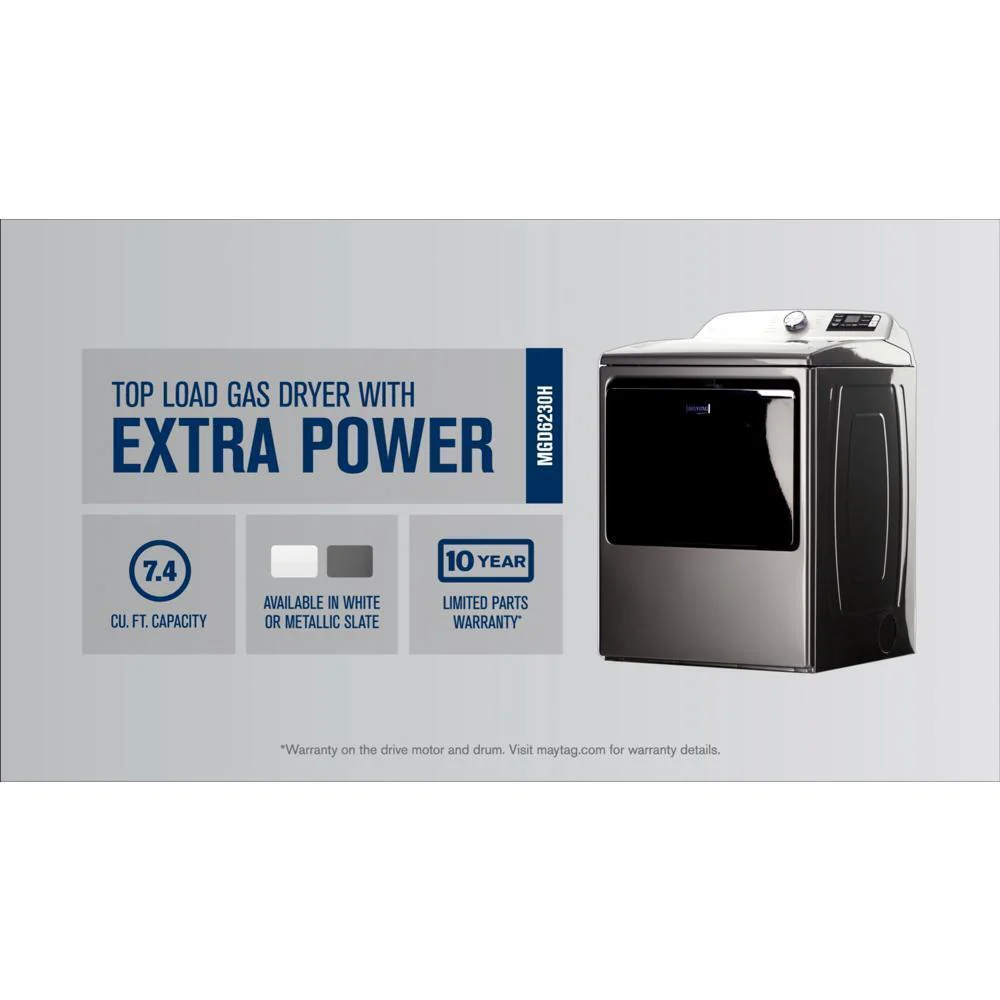 Maytag MGD6230HC Smart Top Load Gas Dryer with Extra Power - 7.4 cu. ft. - Image 9