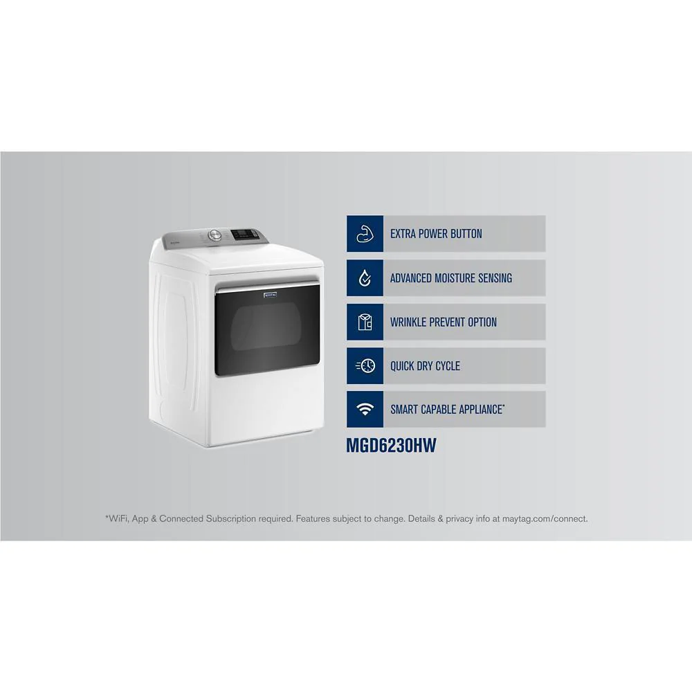 Maytag MGD6230HW Smart Top Load Gas Dryer with Extra Power - 7.4 cu. ft. - Image 8