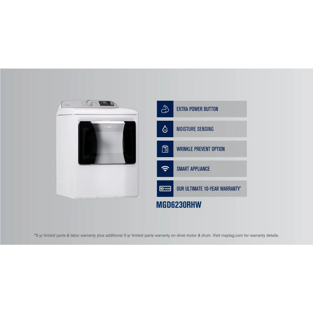 Maytag MGD6230RHW Smart Top Load Gas Dryer with Extra Power - 7.4 cu. ft. - Image 10