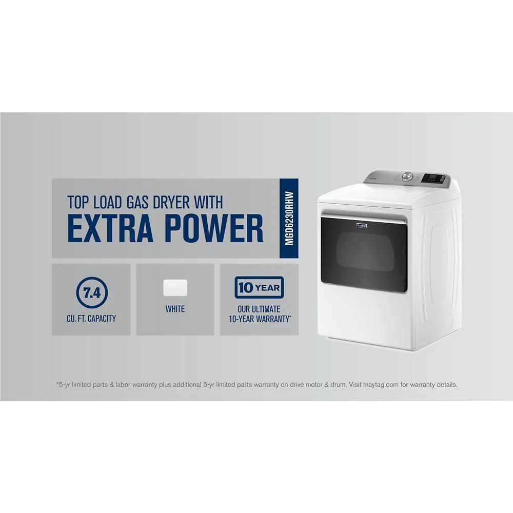 Maytag MGD6230RHW Smart Top Load Gas Dryer with Extra Power - 7.4 cu. ft. - Image 7
