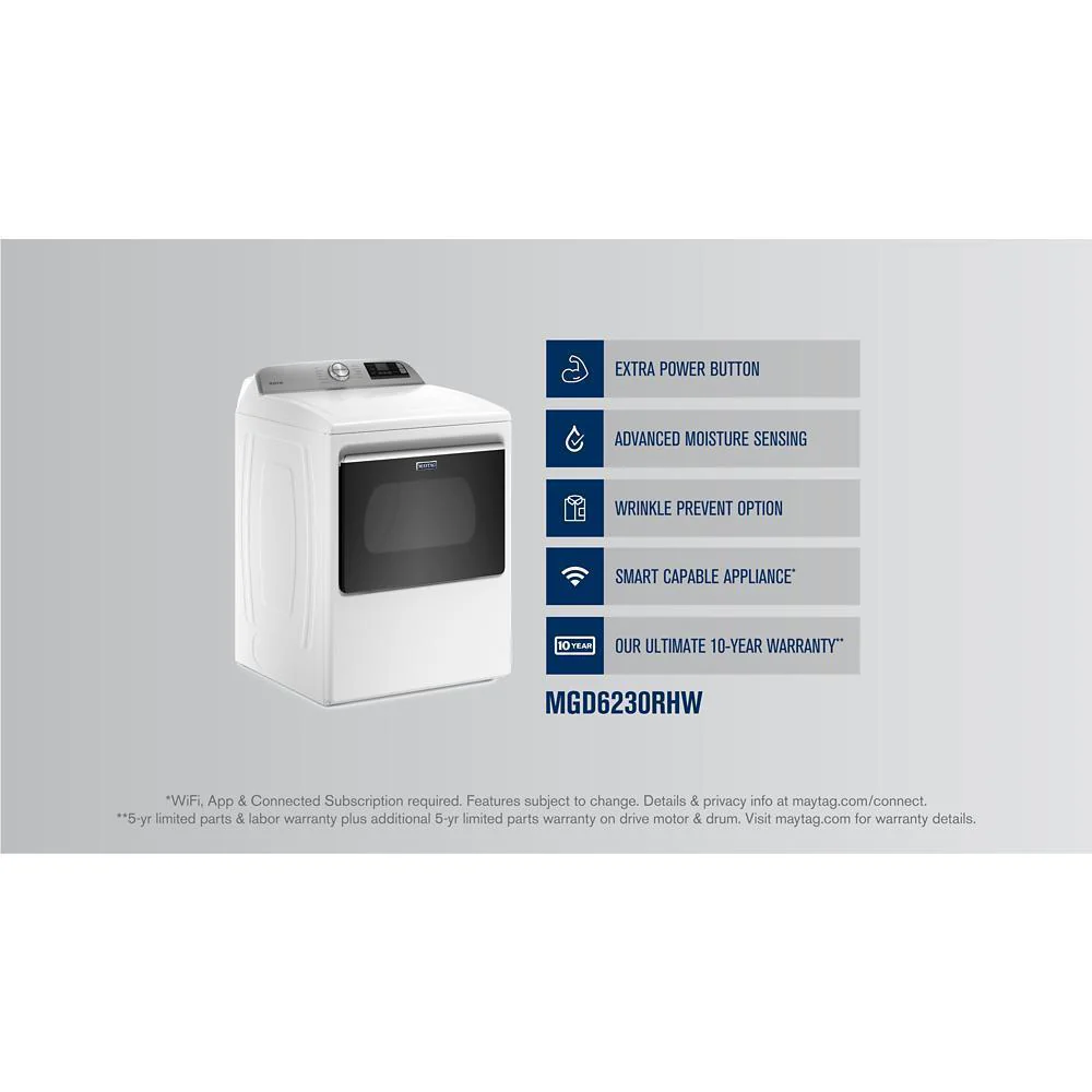Maytag MGD6230RHW Smart Top Load Gas Dryer with Extra Power - 7.4 cu. ft. - Image 8