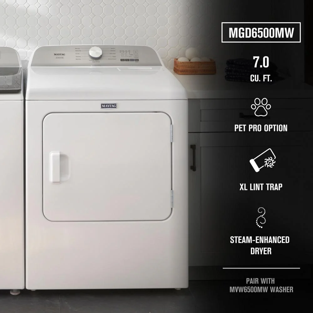 Maytag MGD6500MW Pet Pro Top Load Gas Dryer - 7.0 cu. ft. - Image 3