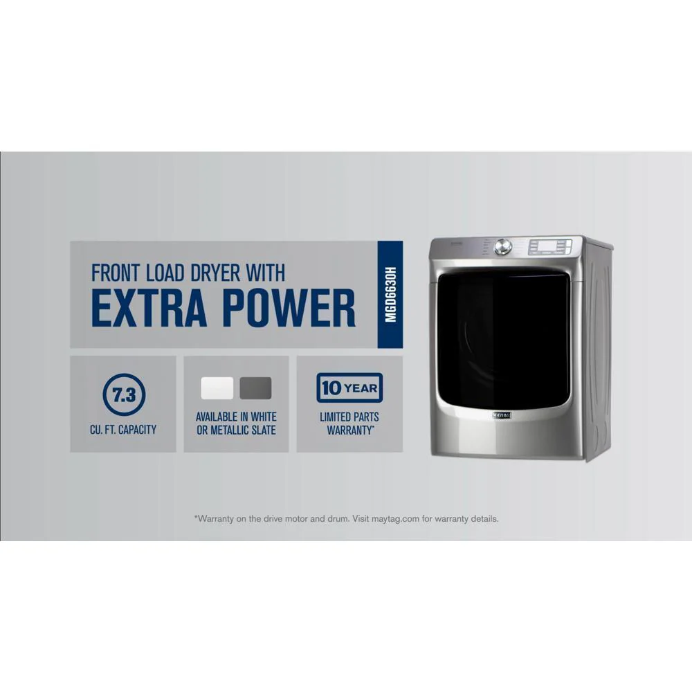 Maytag MGD6630HW Front Load Gas Dryer with Extra Power and Quick Dry Cycle - 7.3 cu. ft. - Image 3
