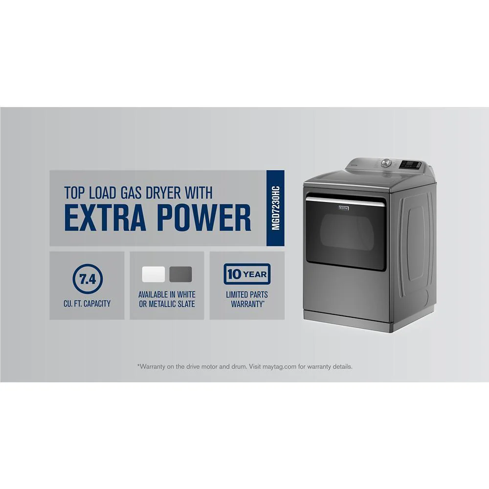 Maytag MGD7230HC Smart Top Load Gas Dryer with Extra Power - 7.4 cu. ft. - Image 7