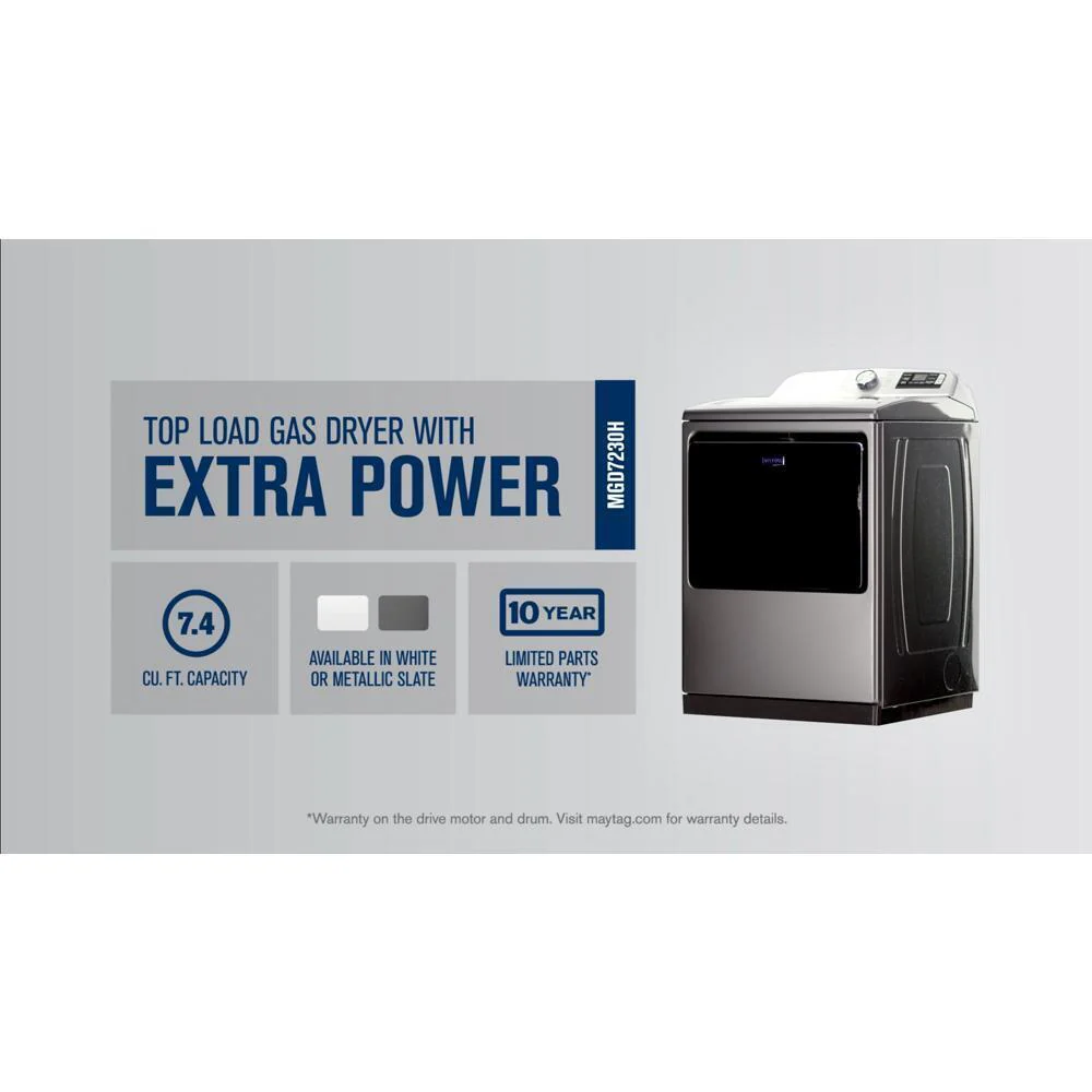 Maytag MGD7230HW Smart Top Load Gas Dryer with Extra Power - 7.4 cu. ft. - Image 9