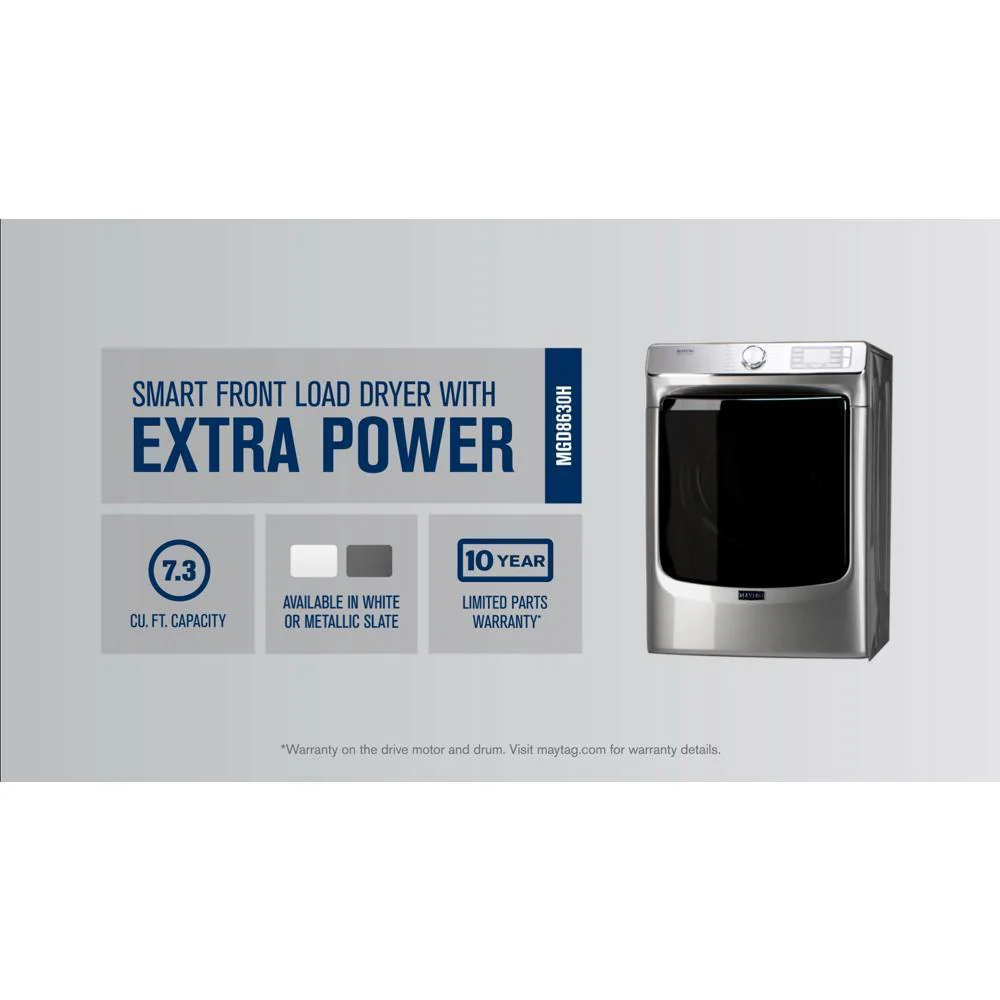 Maytag MGD8630HW Smart Front Load Gas Dryer with Extra Power and Advanced Moisture Sensing Plus - 7.3 cu. ft. - Image 3