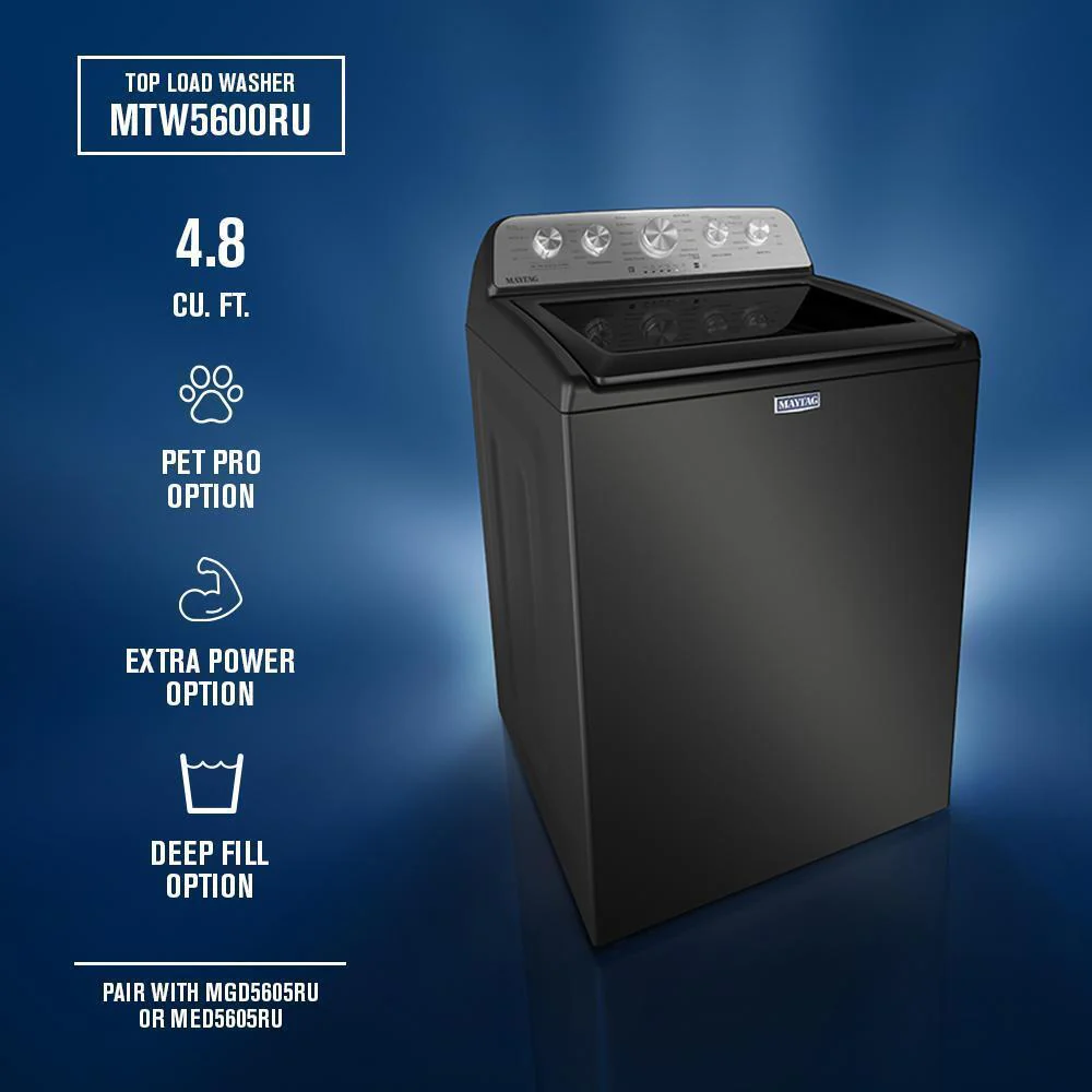 Maytag MTW5600RU 4.8 Cu Ft. Top Load Impeller Washer with Extra Power and Pet Pro Option - Image 11