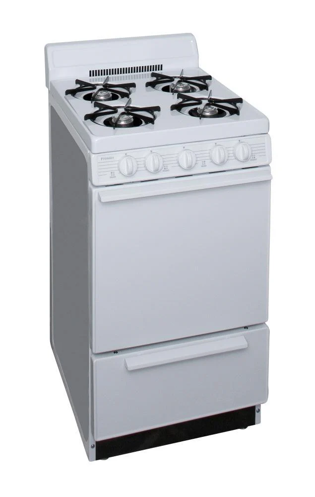 Premier BAK100OP 20 in. Freestanding Battery-Generated Spark Ignition Gas Range in White - Image 2