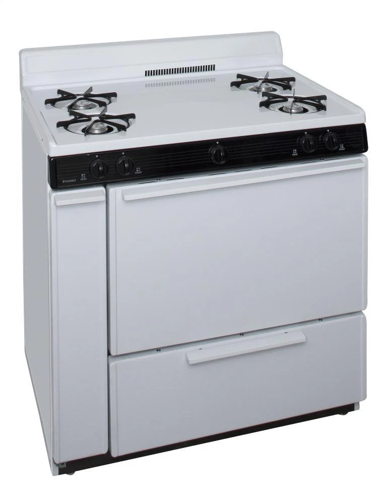 Premier BLK100WP 36 in. Freestanding Battery-Generated Spark Ignition Gas Range in White - Image 2