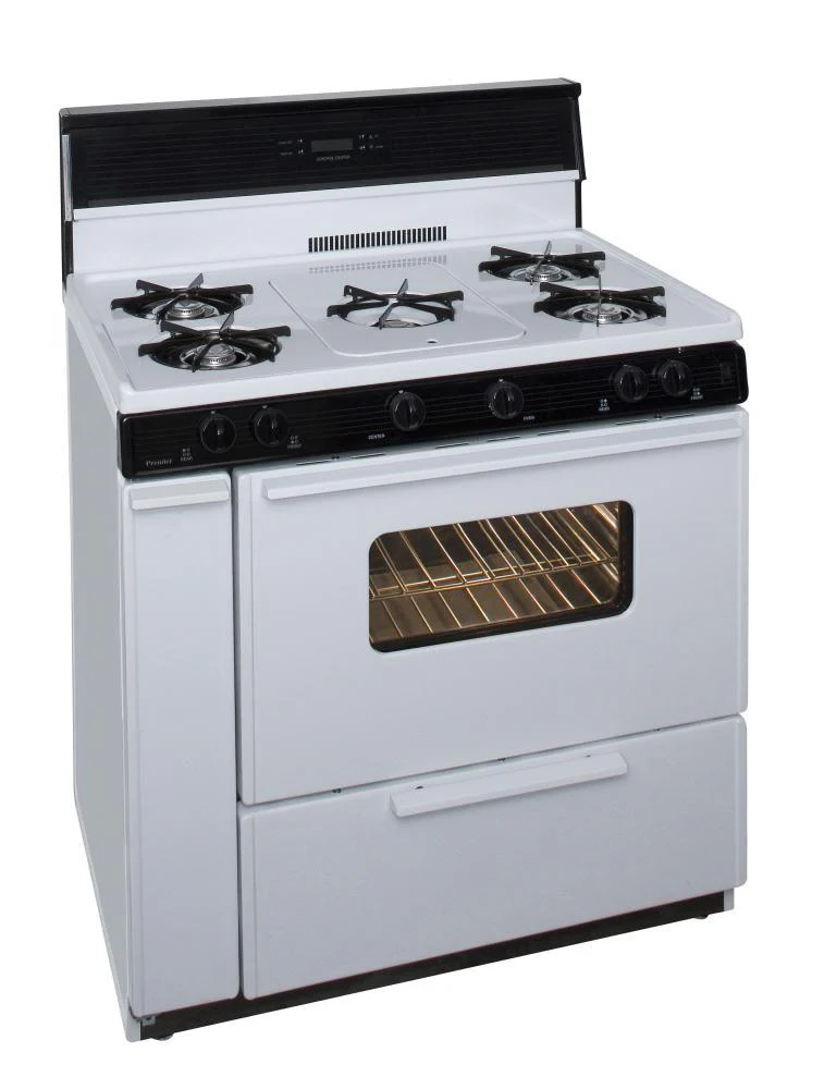 Premier SLK249WP0 36 in. Freestanding Gas Range with 5th Burner and Griddle Package in White - Image 2