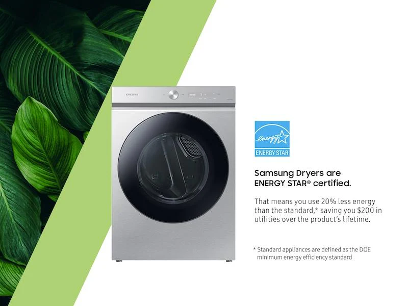 Samsung DVG53BB8700TA3 Bespoke 7.6 cu. ft. Ultra Capacity Gas Dryer with Super Speed Dry and AI Smart Dial in Silver Steel - Image 4