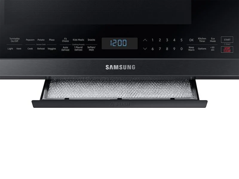 SAMSUNG 2.1 cu. ft. Over-the-Range Microwave with Sensor Cooking in Fingerprint Resistant Black Stainless Steel - Image 4