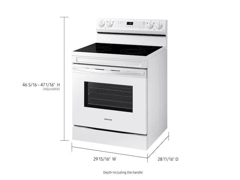 6.3 cu. ft. Smart Freestanding Electric Range with Steam Clean in White - Image 2