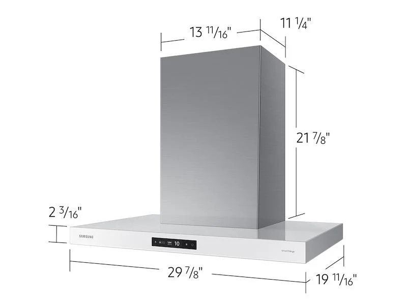 Samsung NK30CB700W12AA 30" Bespoke Smart Wall Mount Hood with LCD Display in Clean White - Image 2