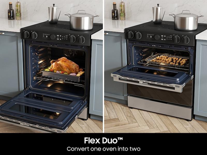 Samsung NSE6DG8550SR Bespoke Smart Slide-In Electric Range 6.3 cu. ft. with Flex Duo™ & Illuminated Precision Knobs in Stainless Steel - Image 3