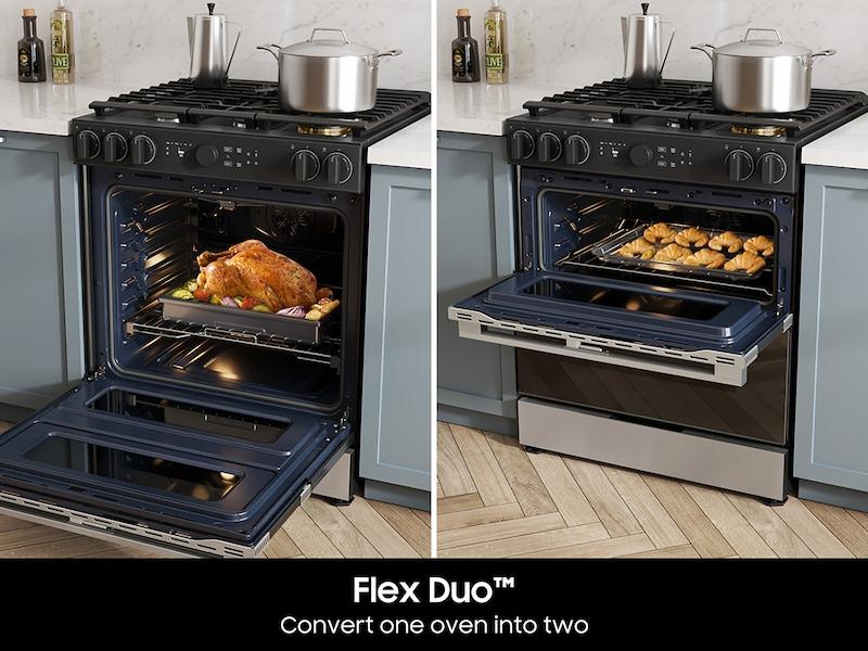 Samsung NSY6DG8550SR Bespoke Smart Slide-In Dual Fuel Range 6.3 cu. ft. with Flex Duo™ & Illuminated Precision Knobs in Stainless Steel - Image 4