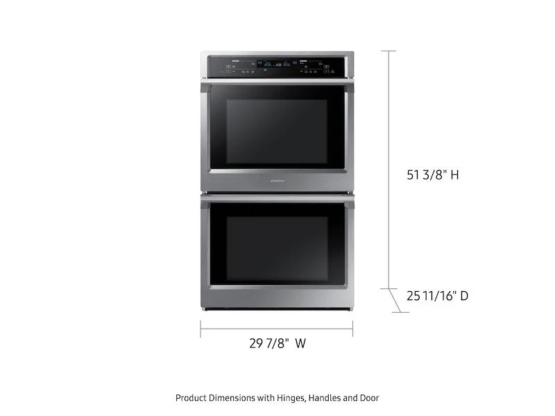Samsung 30" Smart Double Electric Wall Oven with Steam Cook in Stainless Steel - Image 3