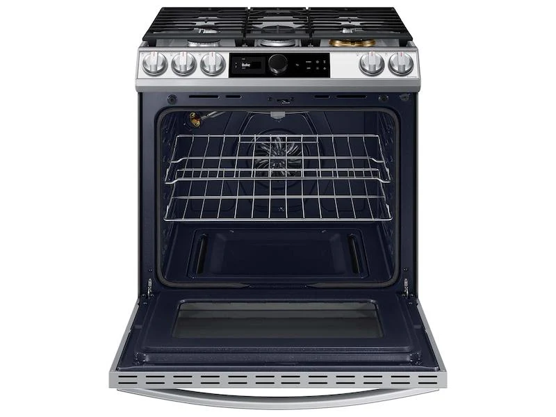 Bespoke Smart Slide-in Gas Range 6.0 cu. ft. with Smart Dial, Air Fry & Wi-Fi in White Glass - Image 4