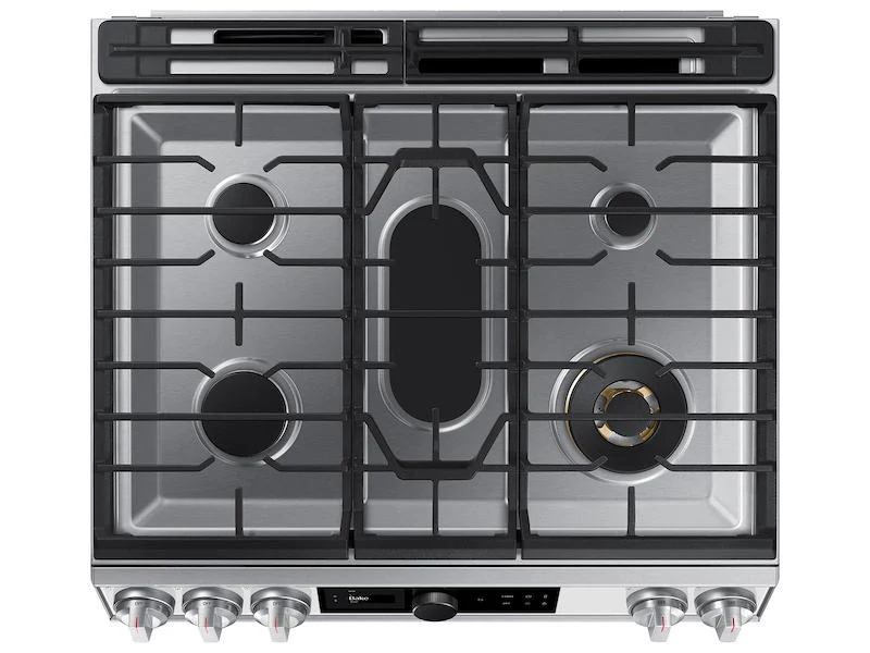 Bespoke Smart Slide-in Gas Range 6.0 cu. ft. with Smart Dial, Air Fry & Wi-Fi in White Glass - Image 7