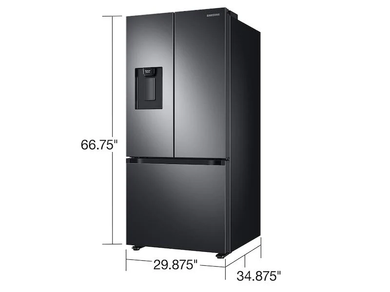 22 cu. ft. Smart 3-Door French Door Refrigerator with External Water Dispenser in Fingerprint Resistant Black Stainless Steel - Image 2