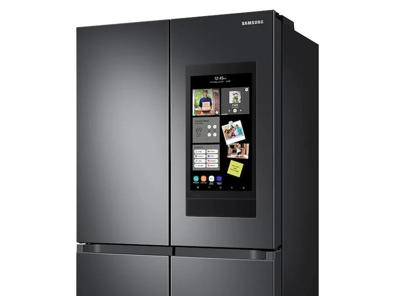 Samsung 23 cu. ft. Smart Counter Depth 4-Door Flex™ refrigerator with Family Hub™ and Beverage Center in Black Stainless Steel - Image 3