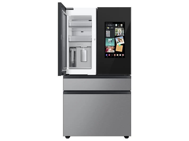 Samsung RF23BB8900QK Bespoke Counter Depth 4-Door French Door Refrigerator (23 cu. ft.) - in Charcoal Glass Top and Family Hub™ Panels with Stainless Steel Middle and Bottom Panels - Image 2