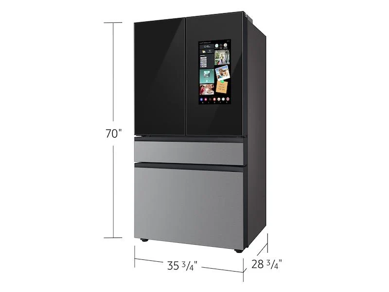 Samsung RF23BB8900QK Bespoke Counter Depth 4-Door French Door Refrigerator (23 cu. ft.) - in Charcoal Glass Top and Family Hub™ Panels with Stainless Steel Middle and Bottom Panels - Image 7