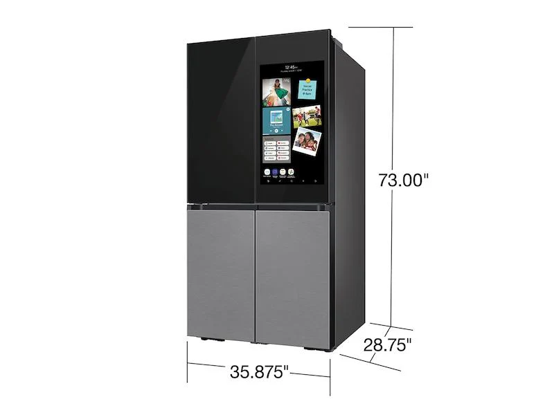 Samsung Bespoke Counter Depth 4-Door Flex™ Refrigerator (23 cu. ft.) with Family Hub™   in Charcoal Glass Top and Stainless Steel Bottom Panels - Image 3