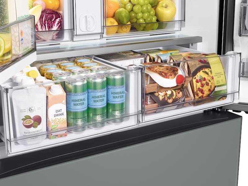 Samsung RF24BB69006MAA Bespoke 3-Door French Door Refrigerator (24 cu. ft.) - with Top Left and Family Hub™ Panel in White Glass - and Matte Grey Glass Bottom Door Panel - Image 11