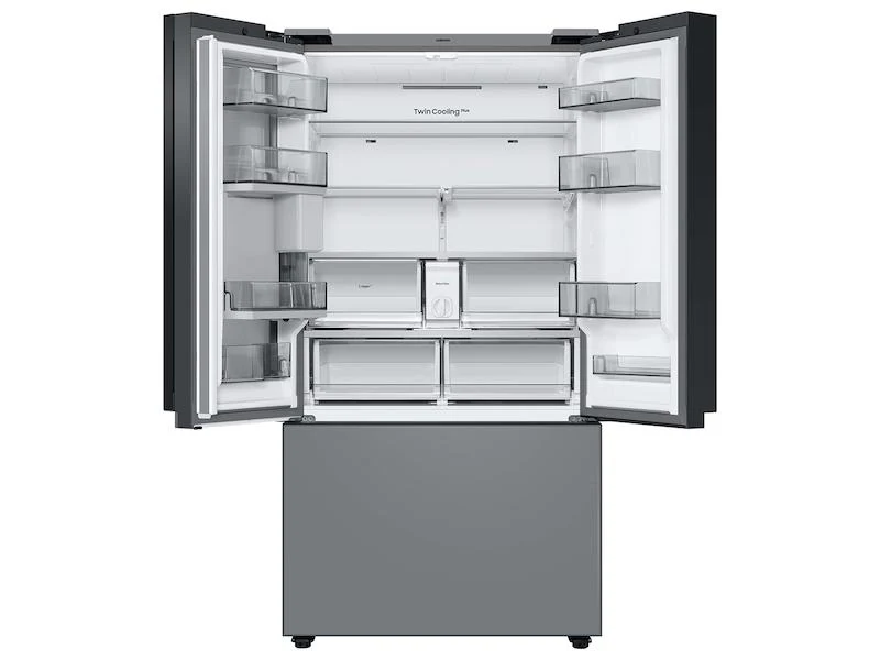 Samsung RF24BB69006MAA Bespoke 3-Door French Door Refrigerator (24 cu. ft.) - with Top Left and Family Hub™ Panel in White Glass - and Matte Grey Glass Bottom Door Panel - Image 4