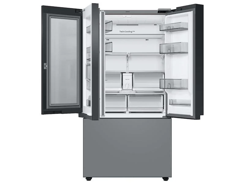 Samsung RF24BB69006MAA Bespoke 3-Door French Door Refrigerator (24 cu. ft.) - with Top Left and Family Hub™ Panel in White Glass - and Matte Grey Glass Bottom Door Panel - Image 5