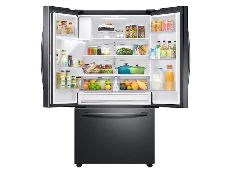 SAMSUNG 26.5 cu. ft. Large Capacity 3-Door French Door Refrigerator with Family Hub(TM) and External Water & Ice Dispenser in Black Stainless Steel - Image 2