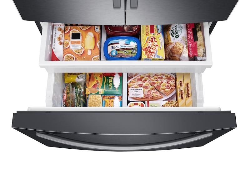 SAMSUNG 26.5 cu. ft. Large Capacity 3-Door French Door Refrigerator with Family Hub(TM) and External Water & Ice Dispenser in Black Stainless Steel - Image 7