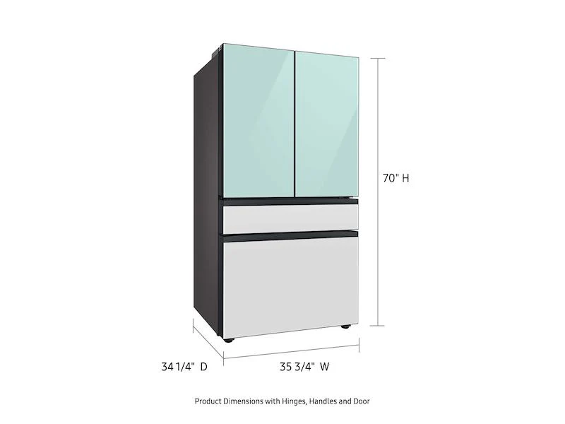 Samsung RF29BB86004MAA Bespoke 4-Door French Door Refrigerator (29 cu. ft.) with Beverage Center™ in Morning Blue Glass Top Panels and White Glass Middle and Bottom Panels - Image 3