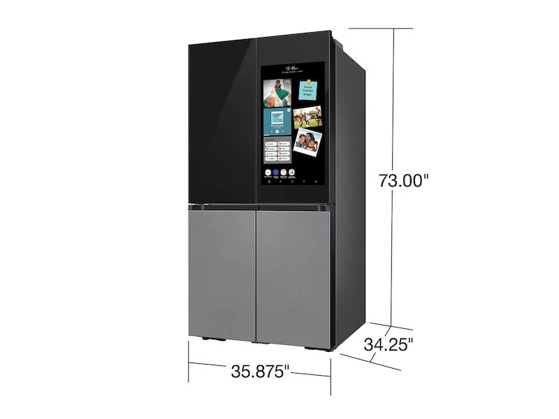 Samsung Bespoke 4-Door Flex™ Refrigerator (29 cu. ft.) with Family Hub™  in Charcoal Glass Top and Stainless Steel Bottom Panels - Image 3